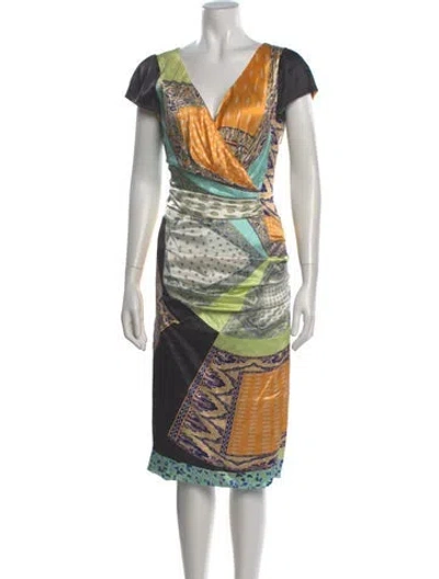 Pre-owned Etro Silk Midi Length Dress In Multi