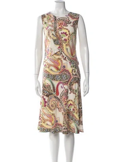 Pre-owned Etro Silk Midi Length Dress In Multi