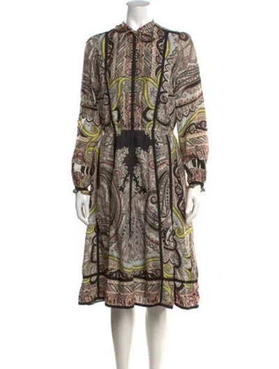 Pre-owned Etro Silk Midi Length Dress In Multicolor
