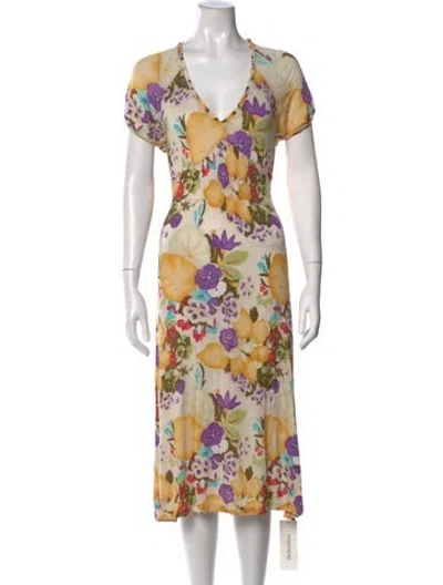 Pre-owned Etro Silk Midi Length Dress In Multicolor