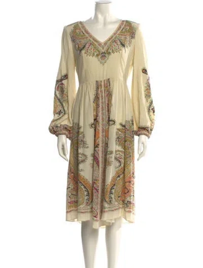 Pre-owned Etro Silk Midi Length Dress In Neutral