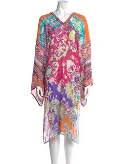 Pre-owned Etro Silk Midi Length Dress In Neutral