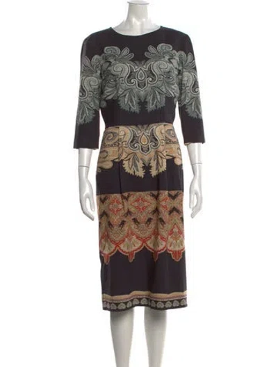 Pre-owned Etro Silk Midi Length Dress In Neutrals