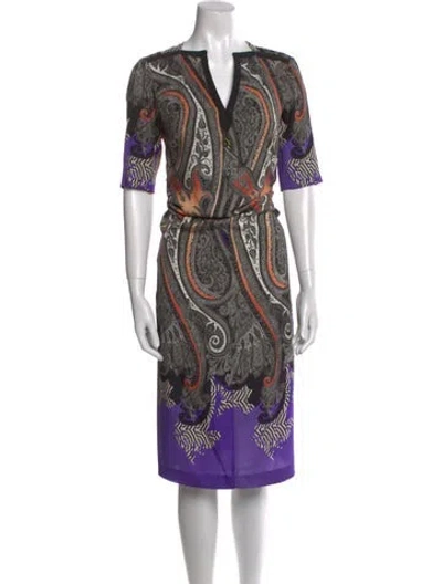 Pre-owned Etro Silk Midi Length Dress In Purple