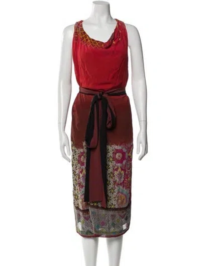 Pre-owned Etro Silk Midi Length Dress In Red
