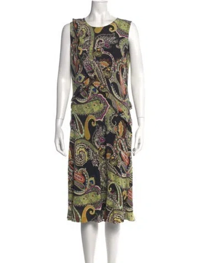 Pre-owned Etro Silk Midi Length Dress W/ Tags In Blue