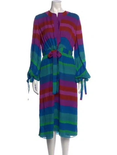 Pre-owned Etro Silk Midi Length Dress W/ Tags In Blue