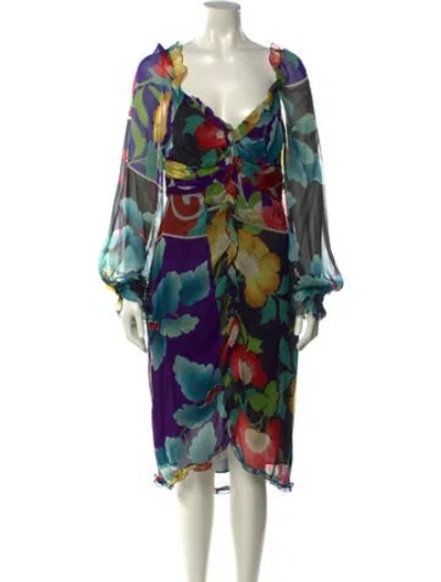 Pre-owned Etro Silk Midi Length Dress W/ Tags In Multi