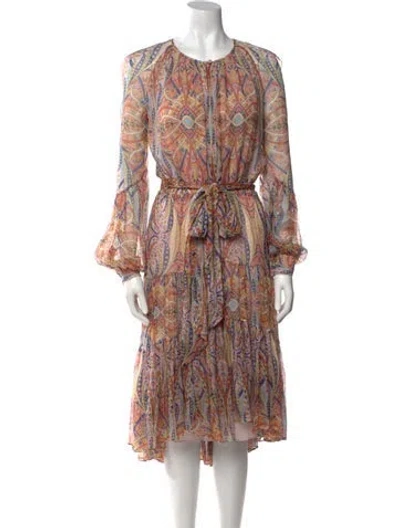 Pre-owned Etro Silk Midi Length Dress W/ Tags In Pink