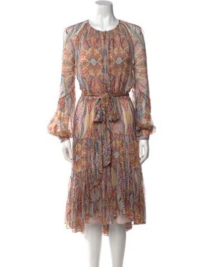 Pre-owned Etro Silk Midi Length Dress W/ Tags In Pink