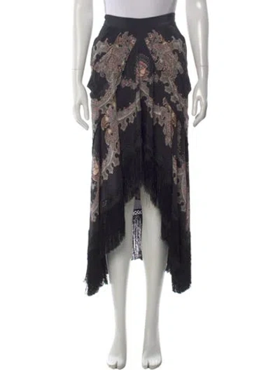 Pre-owned Etro Silk Midi Length Skirt In Black