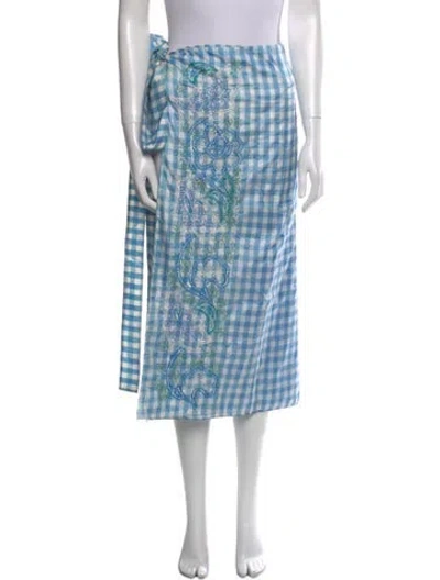 Pre-owned Etro Silk Midi Length Skirt In Blue