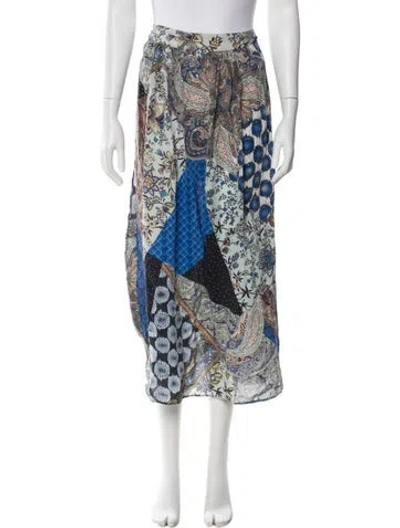 Pre-owned Etro Silk Midi Length Skirt In Blue