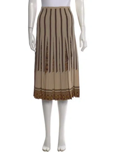Pre-owned Etro Silk Midi Length Skirt In Brown