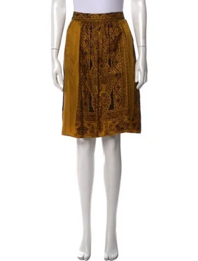 Pre-owned Etro Silk Midi Length Skirt In Gold
