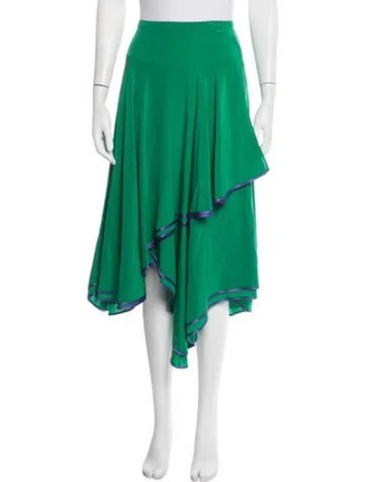 Pre-owned Etro Silk Midi Length Skirt In Green