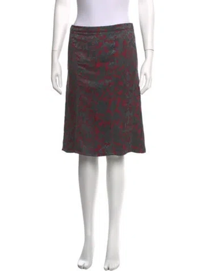 Pre-owned Etro Silk Midi Length Skirt In Grey/red