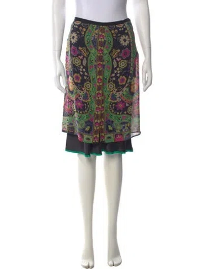 Pre-owned Etro Silk Midi Length Skirt In Multicolor