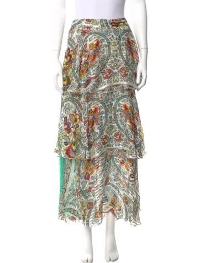 Pre-owned Etro Silk Midi Length Skirt In Neutral