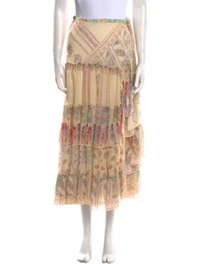 Pre-owned Etro Silk Midi Length Skirt In Neutral