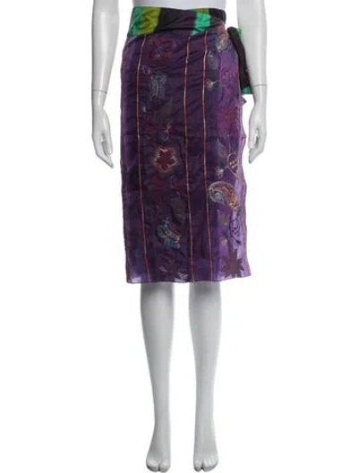 Pre-owned Etro Silk Midi Length Skirt In Purple