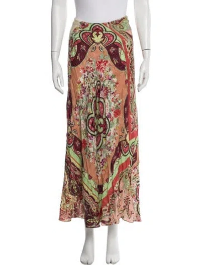 Pre-owned Etro Silk Midi Length Skirt In Red