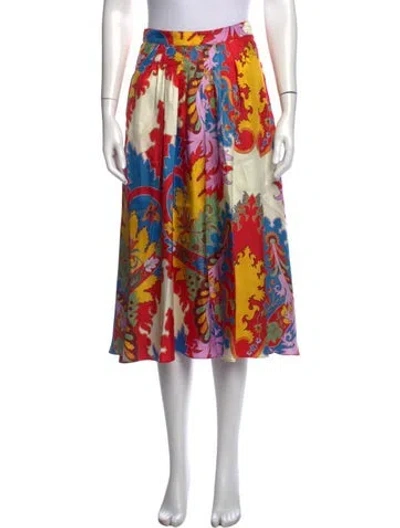 Pre-owned Etro Silk Midi Length Skirt In Red