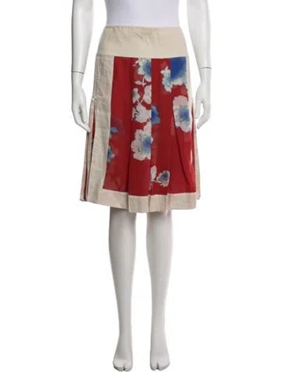 Pre-owned Etro Silk Midi Length Skirt In Red