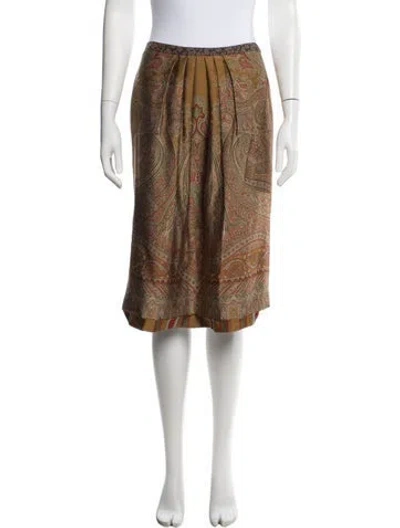 Pre-owned Etro Silk Midi Length Skirt In Yellow