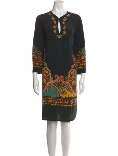 Pre-owned Etro Silk Mini Dress In Black