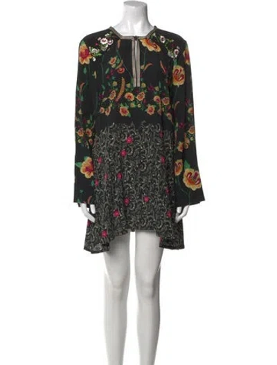 Pre-owned Etro Silk Mini Dress In Black