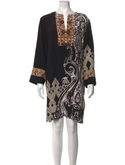 Pre-owned Etro Silk Mini Dress In Black