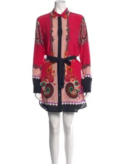 Pre-owned Etro Silk Mini Dress In Black/pink