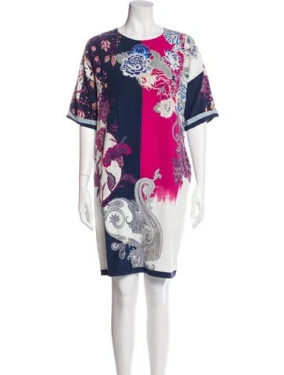 Pre-owned Etro Silk Mini Dress In Blue