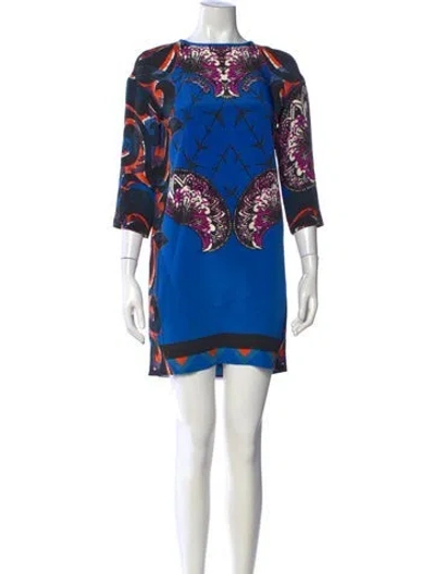 Pre-owned Etro Silk Mini Dress In Blue