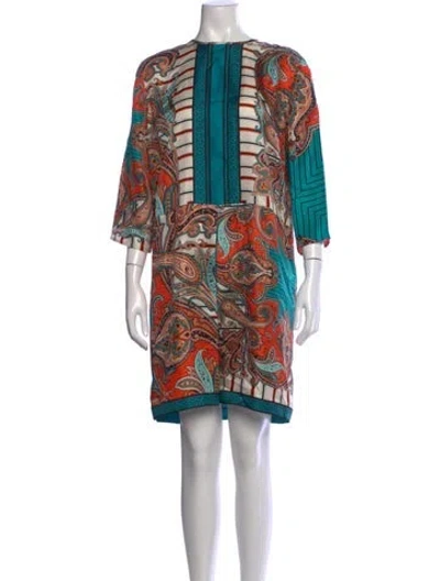 Pre-owned Etro Silk Mini Dress In Blue