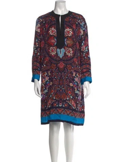 Pre-owned Etro Silk Mini Dress In Blue