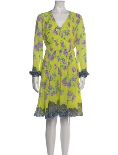 Pre-owned Etro Silk Mini Dress In Green