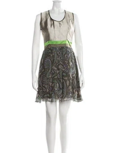 Pre-owned Etro Silk Mini Dress In Green