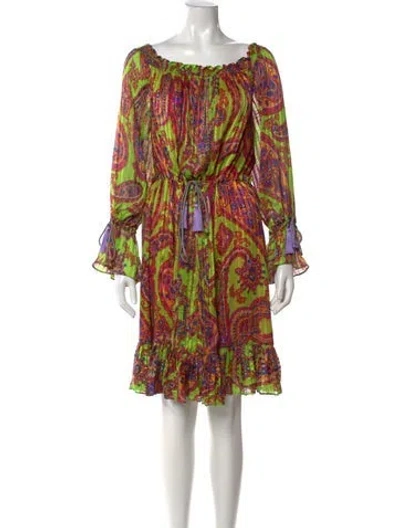 Pre-owned Etro Silk Mini Dress In Green