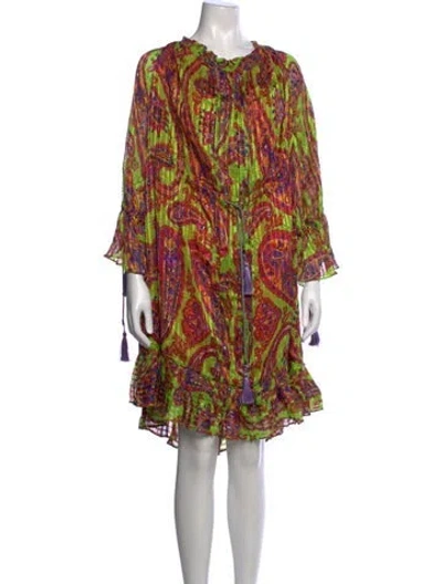 Pre-owned Etro Silk Mini Dress In Green