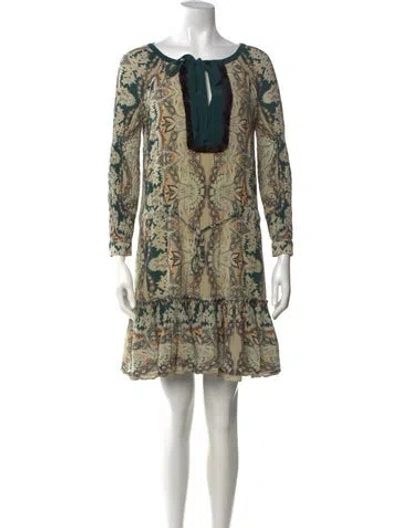 Pre-owned Etro Silk Mini Dress In Green