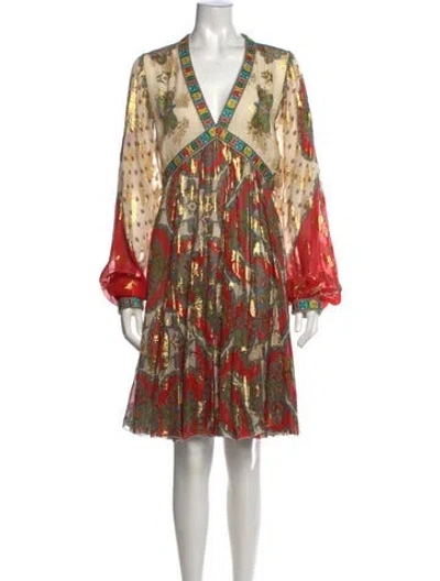 Pre-owned Etro Silk Mini Dress In Metallic/neutrals