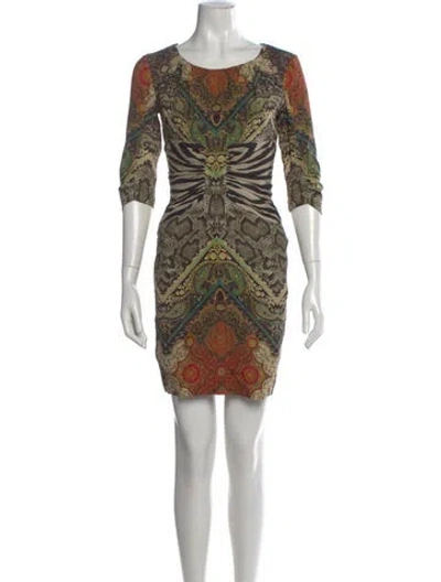 Pre-owned Etro Silk Mini Dress In Neutral
