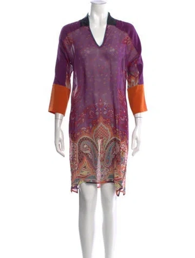Pre-owned Etro Silk Mini Dress In Purple