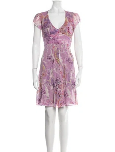Pre-owned Etro Silk Mini Dress In Purple