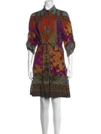 Pre-owned Etro Silk Mini Dress In Purple