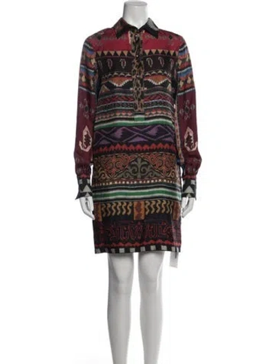 Pre-owned Etro Silk Mini Dress In Red