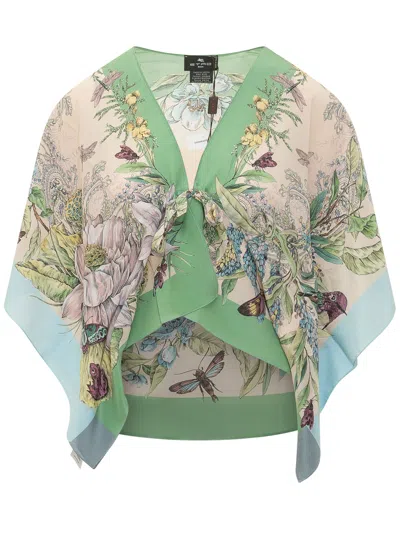 Etro Silk Mini Poncho In Multi