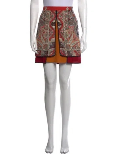 Pre-owned Etro Silk Mini Skirt In Red